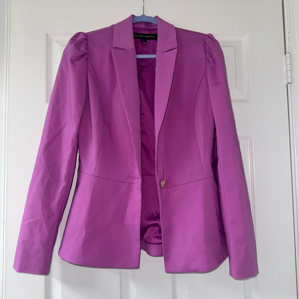 NWT Boston Proper Fuchsia Blazer with Gold Button! - Picture 2 of 5